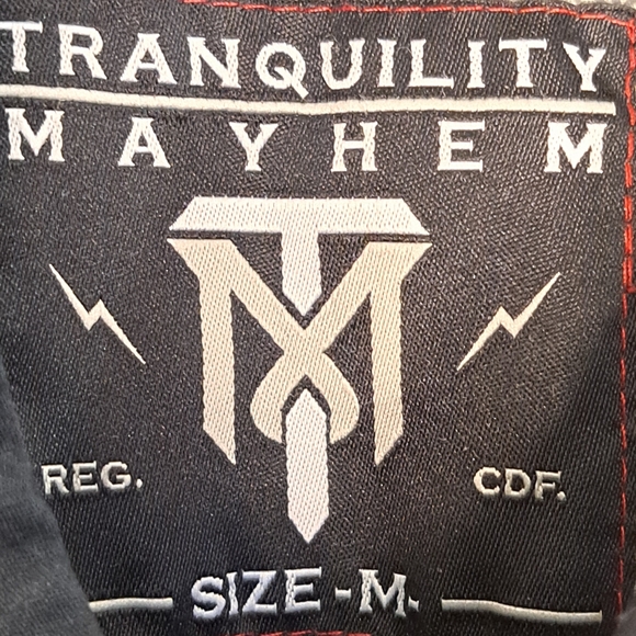 Tranquility Mayhem Mens Medium Button-Down Long Sleeve Shirt Black Western Style - Picture 6 of 9